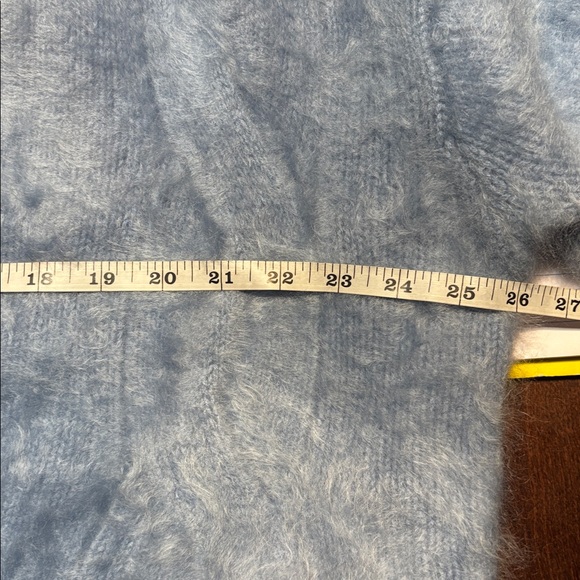 J.Crew Spring Street Brushed Cashmere Edit Cable Cardigan Blue Sz Med Oversized - Picture 2 of 7